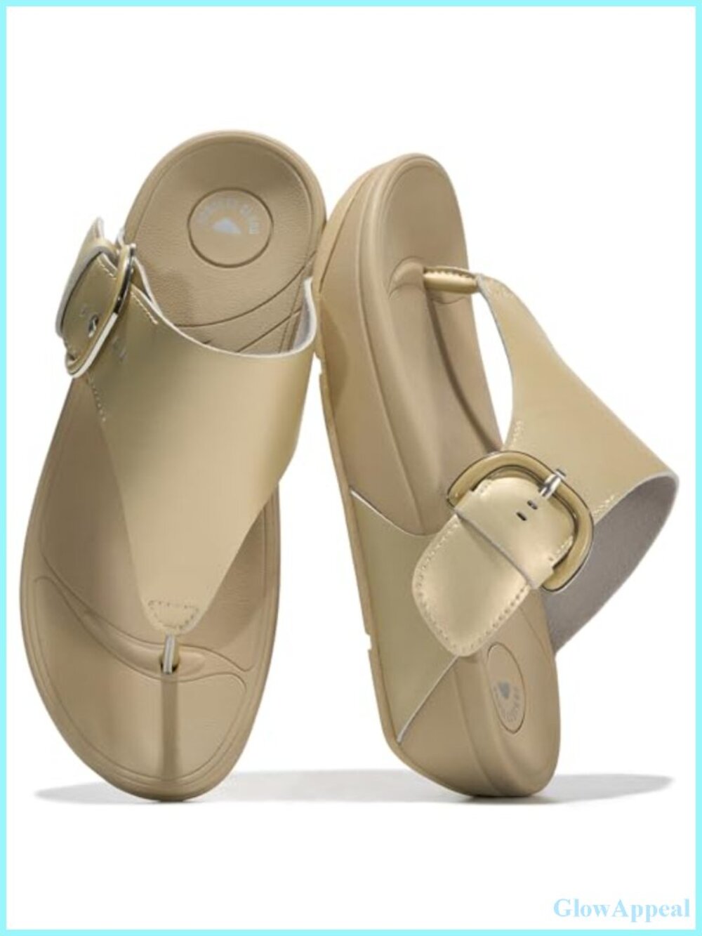 Genuine Leather Platform Thong Sandals Non Slip Slides Cushioned Footbed